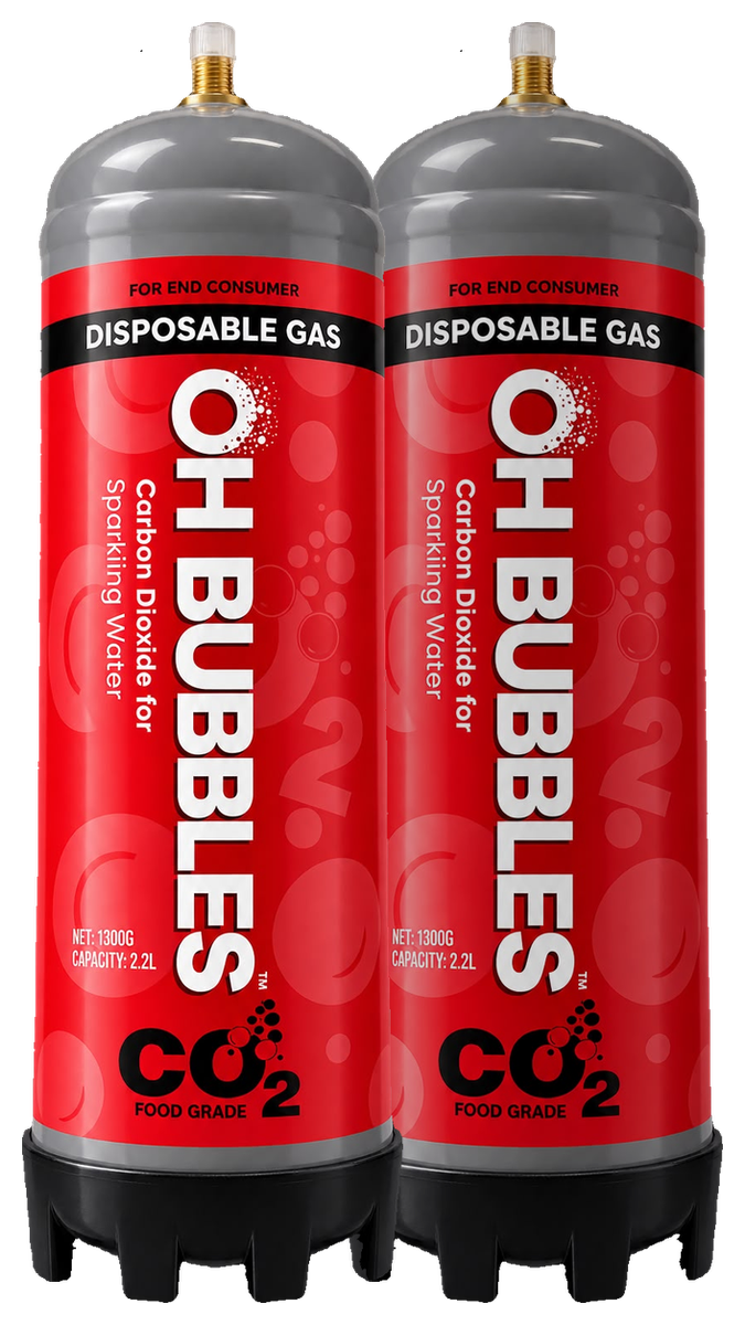 Two OH Bubbles 2.2L CO₂ gas cylinders side by side