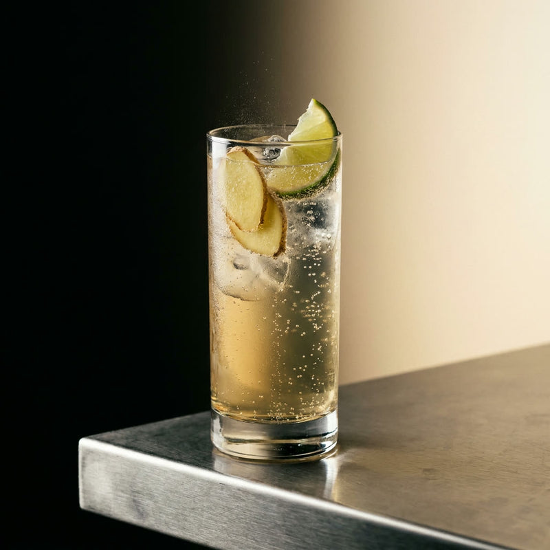 Ginger-lime fizz with fresh ginger and lime