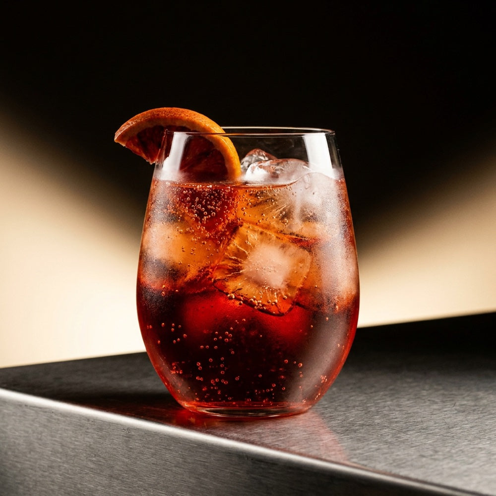A finished 3-pack Concentrated Syrups for Mocktail Lovers drink over ice, made with real fruit